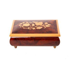 Vintage Italy Reuge Swiss Music Box Tune Love Story Italy Inlaid Flower